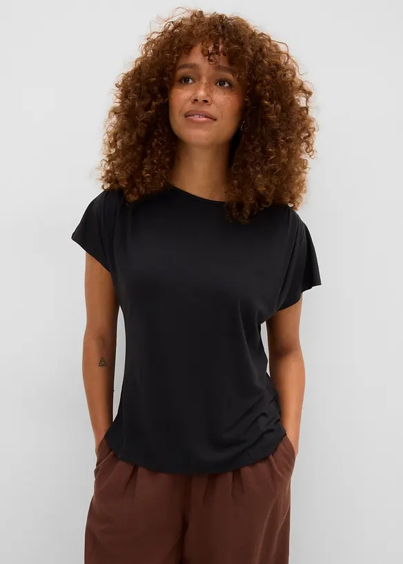 T-Shirt aus softer Viskose in schwarz von vorne (im Anschnitt) - bonprix
