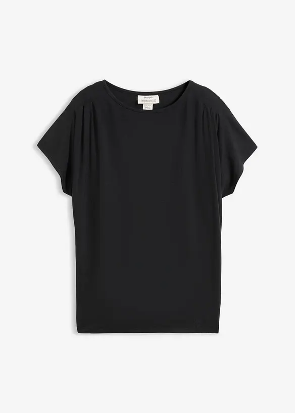 T-Shirt aus softer Viskose in schwarz von vorne - bonprix