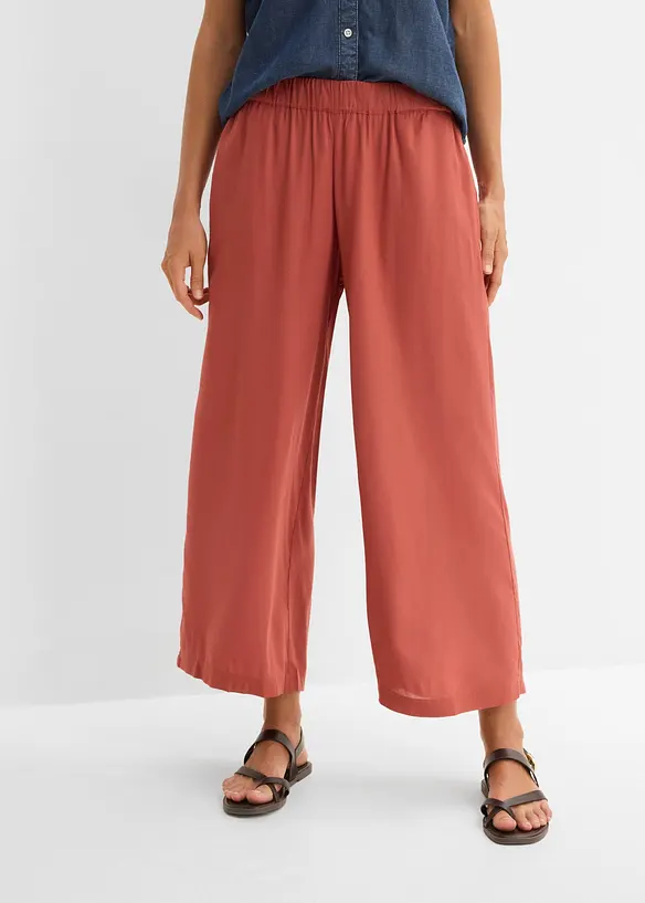 Weite Culotte aus fließender Viskose in rot von vorne - bonprix Weite Culotte aus fließender Viskose in rot von vorne - bonprix