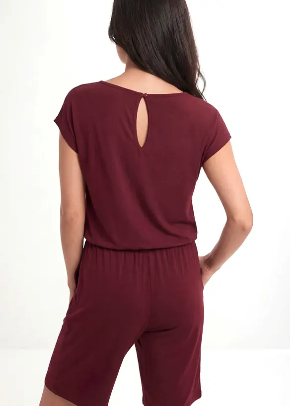 Overall aus softer Viskose-Mischung in rot von hinten (Totalaufnahme) - bonprix