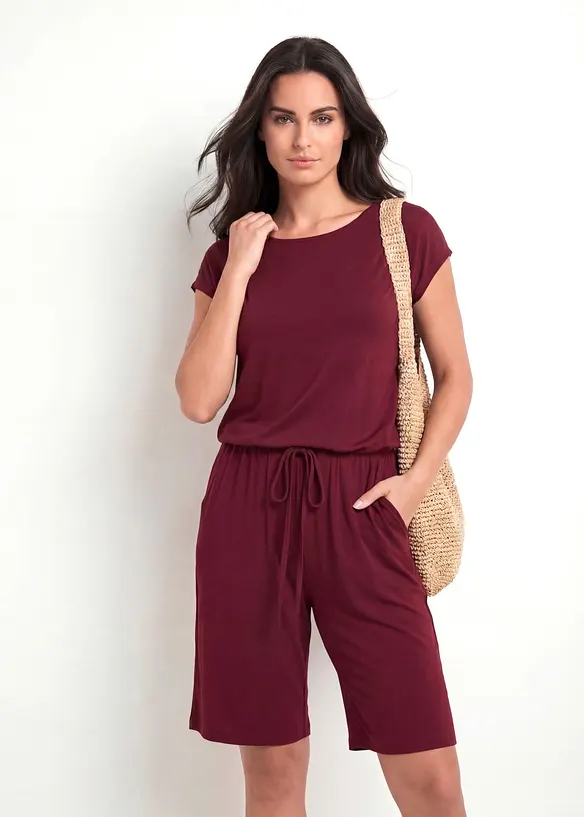 Overall aus softer Viskose-Mischung in rot von vorne (Totalaufnahme) - bonprix