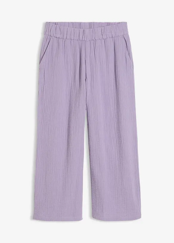 Musselin-Marlenehose aus reiner Baumwolle in lila von vorne - bonprix Musselin-Marlenehose aus reiner Baumwolle in lila von vorne - bonprix