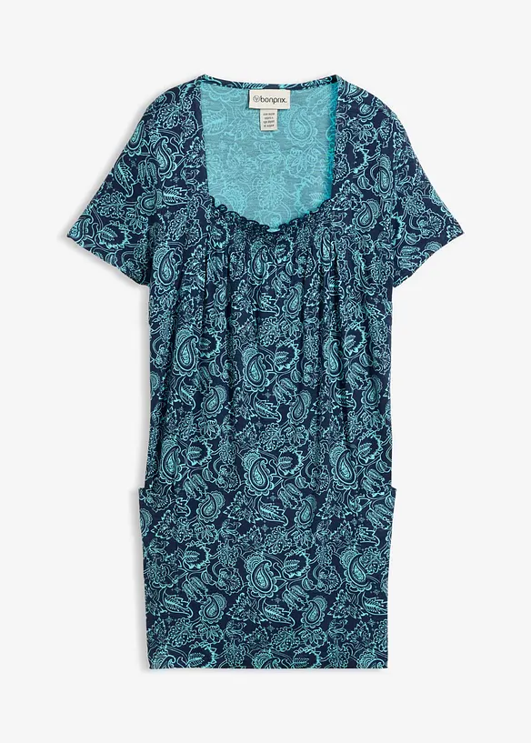 Shirt-Tunika, Kurzarm in blau von vorne - bonprix