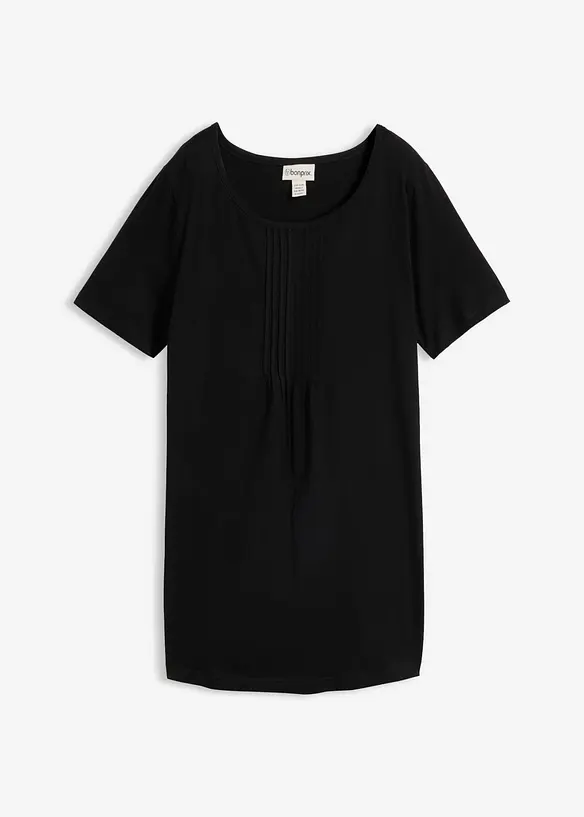 T-Shirt in A-Linien-Form, kurzarm in schwarz von vorne - bonprix