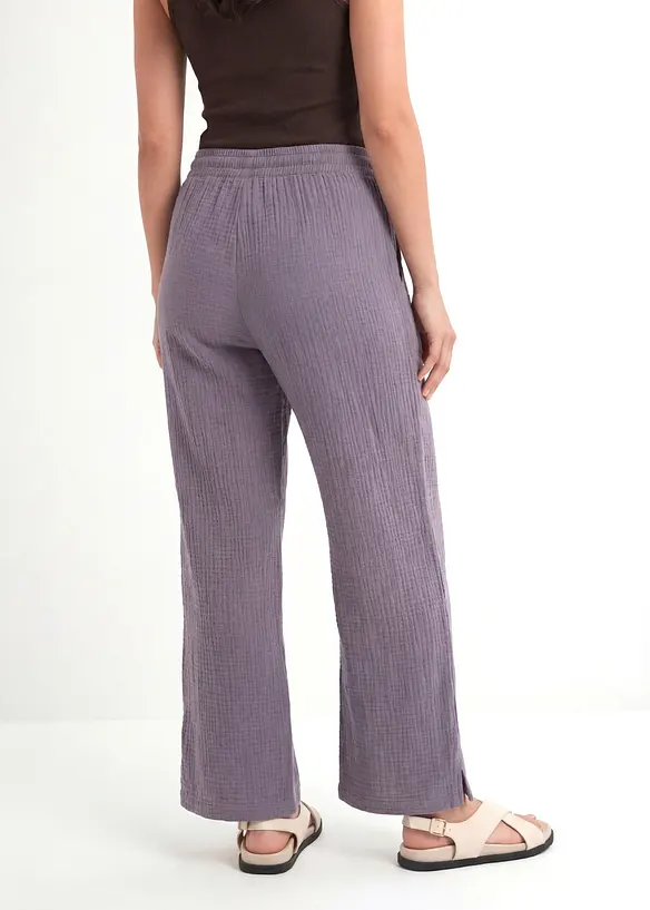 Musselin-Palazzo-Hose aus reiner Baumwolle in lila von hinten - bonprix Musselin-Palazzo-Hose aus reiner Baumwolle in lila von hinten - bonprix