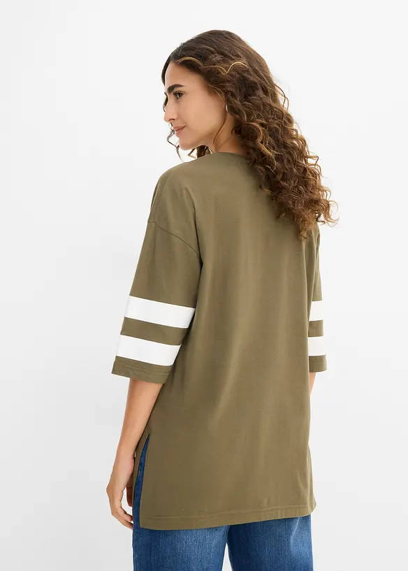 Lockeres Shirt aus reiner Bio-Baumwolle in grün von hinten (im Anschnitt) - bonprix