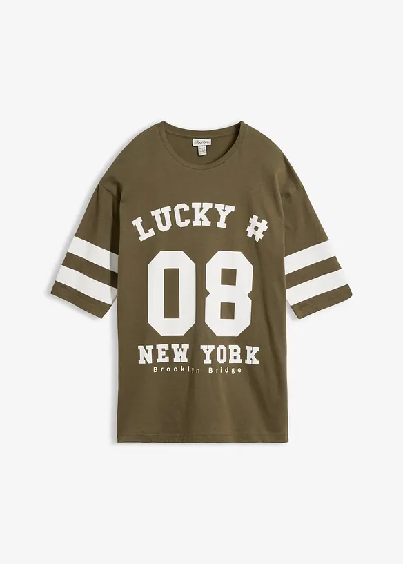Lockeres Shirt aus reiner Bio-Baumwolle in grün von vorne - bonprix