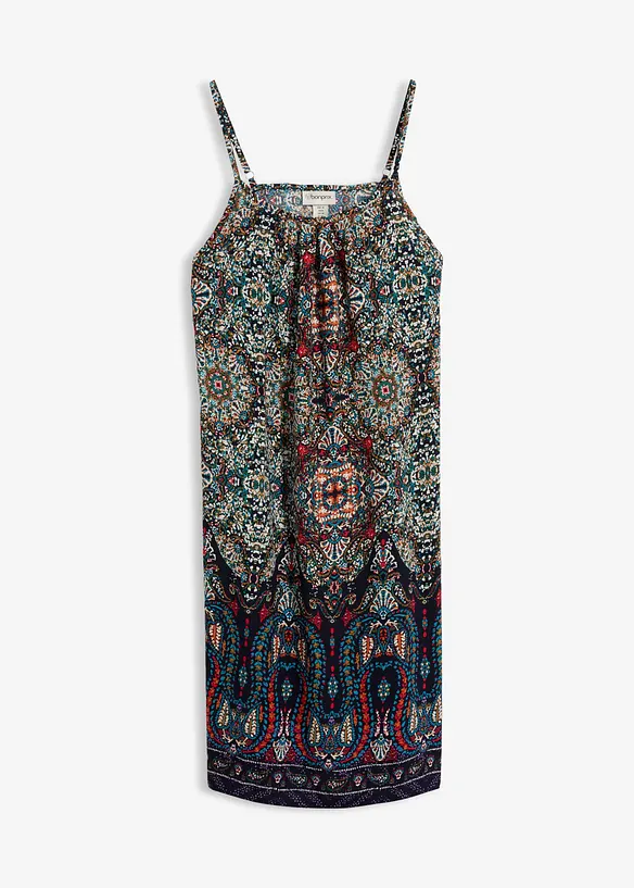 Trägerkleid aus fließender Viskose in blau von vorne - bonprix