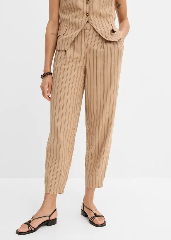 Schlupfhose aus kühlendem Leinen-Mix in beige von vorne - bonprix Schlupfhose aus kühlendem Leinen-Mix in beige von vorne - bonprix