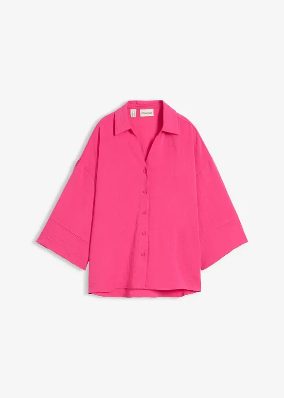 Oversize-Bluse aus Viskose-Mix in pink von vorne - bonprix