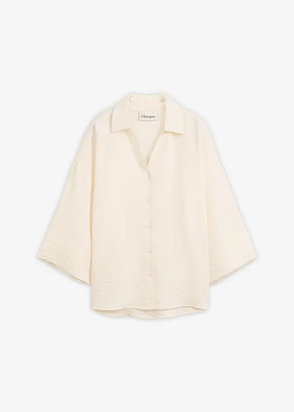 Oversize-Bluse aus Viskose-Mix in weiß von vorne - bonprix