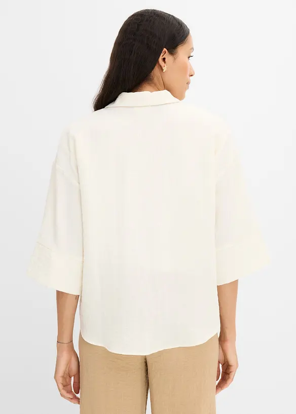 Oversize-Bluse aus Viskose-Mix in weiß von hinten (im Anschnitt) - bonprix