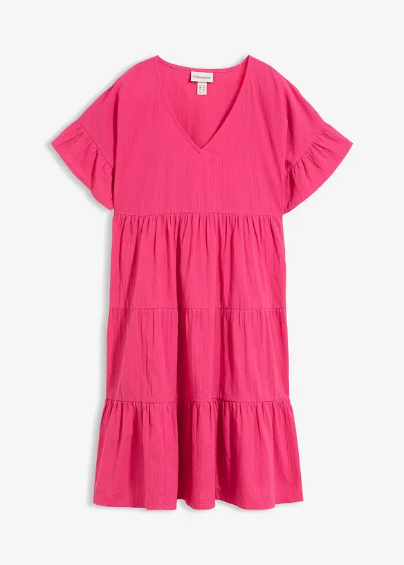 Tunika-Kleid aus reiner Baumwolle in pink von vorne - bonprix