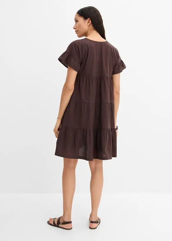 Tunika-Kleid aus reiner Baumwolle in braun von hinten (Totalaufnahme) - bonprix Tunika-Kleid aus reiner Baumwolle in braun von hinten (Totalaufnahme) - bonprix