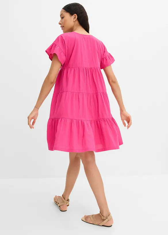 Tunika-Kleid aus reiner Baumwolle in pink von hinten (Totalaufnahme) - bonprix