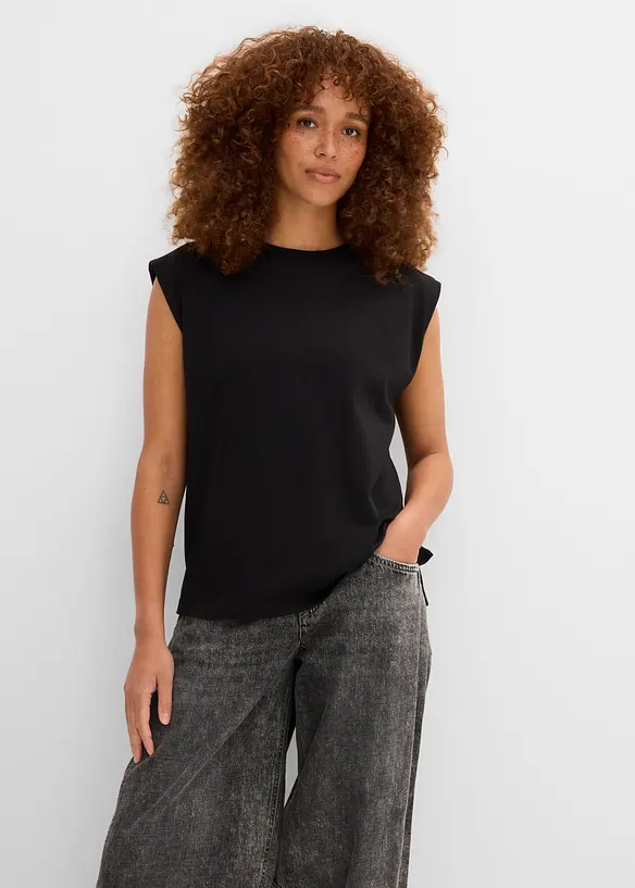 Oversize-Shirt aus reiner Bio-Baumwolle in schwarz von vorne (im Anschnitt) - bonprix Oversize-Shirt aus reiner Bio-Baumwolle in schwarz von vorne (im Anschnitt) - bonprix