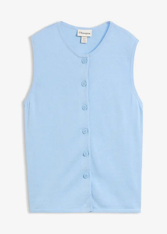 Weste aus sommerlichem Strick in blau von vorne - bonprix