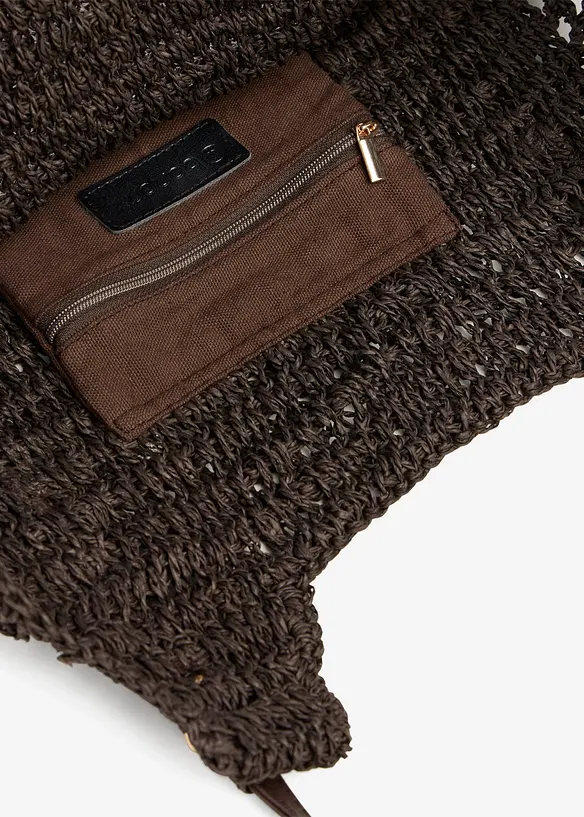 Strohshopper mit Schnallendetails in braun geöffnet - bonprix