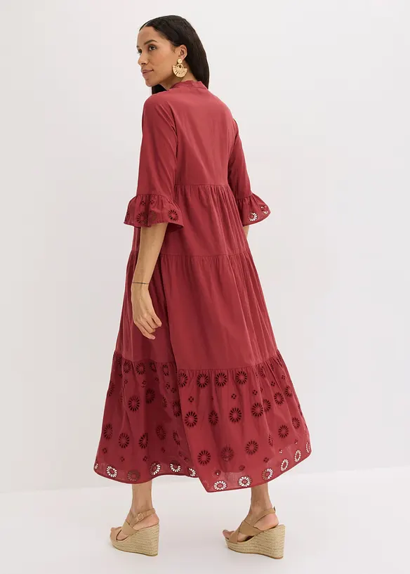 Maxikleid aus reiner Baumwolle in rot von hinten (Totalaufnahme) - bonprix Maxikleid aus reiner Baumwolle in rot von hinten (Totalaufnahme) - bonprix