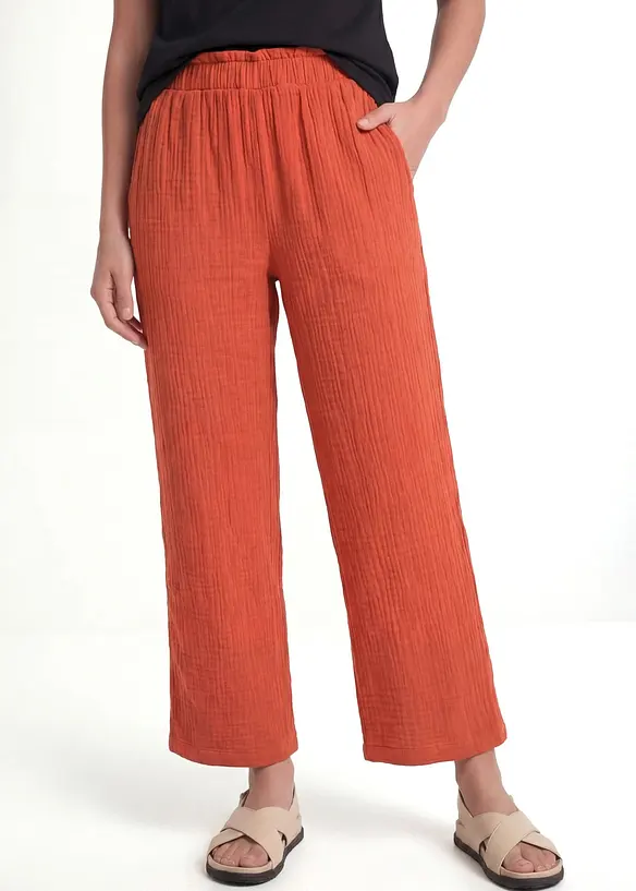 Musselin-Culotte aus reiner Baumwolle in rot von vorne - bonprix