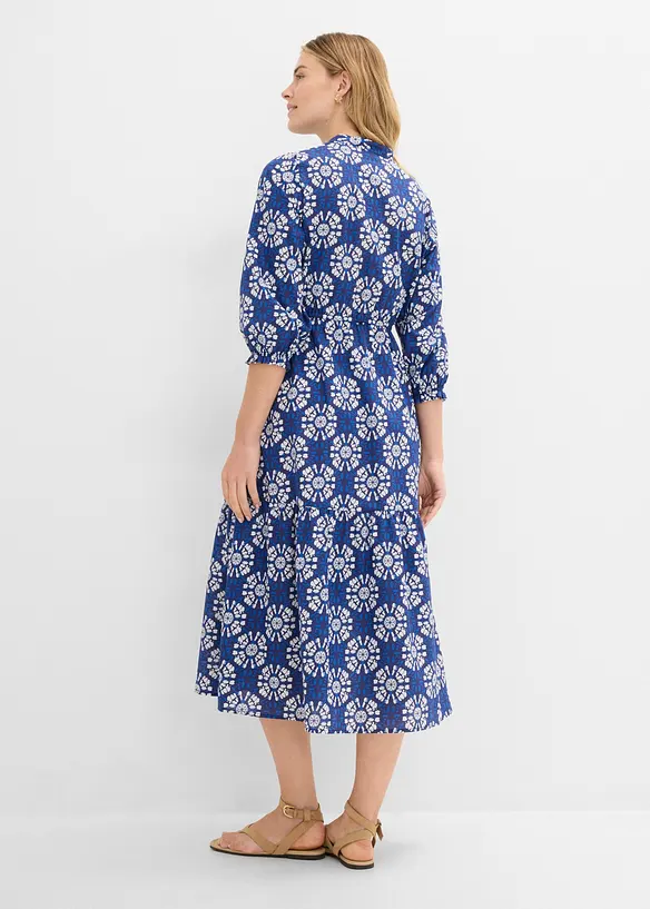 Weites Midikleid aus reiner Bio-Baumwolle in blau von hinten (Totalaufnahme) - bonprix Weites Midikleid aus reiner Bio-Baumwolle in blau von hinten (Totalaufnahme) - bonprix