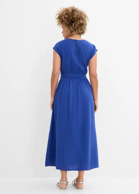 Maxikleid aus reiner Baumwolle in blau von hinten (Totalaufnahme) - bonprix Maxikleid aus reiner Baumwolle in blau von hinten (Totalaufnahme) - bonprix