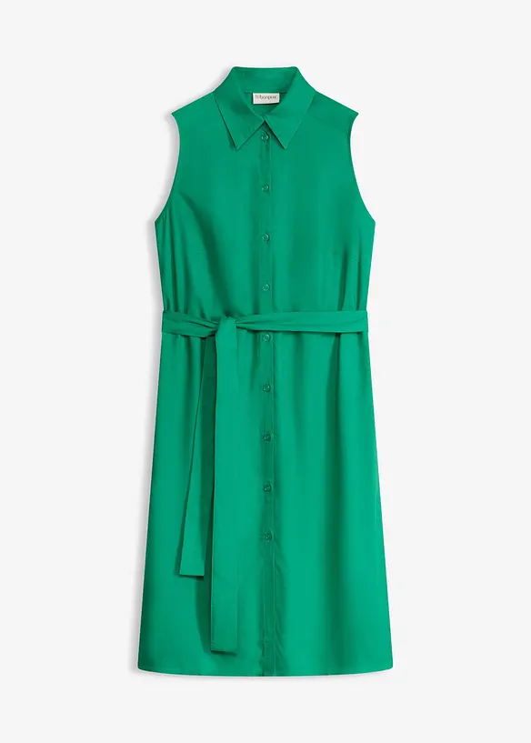Hemdblusenkleid aus Viskose in grün von vorne - bonprix Hemdblusenkleid aus Viskose in grün von vorne - bonprix
