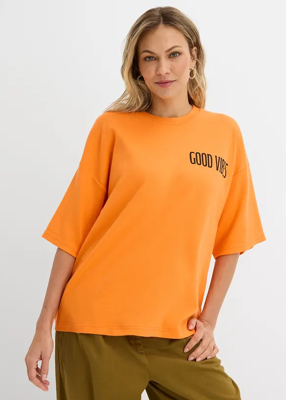 Oversize-Shirt aus reiner Bio-Baumwolle in orange von hinten (im Anschnitt) - bonprix