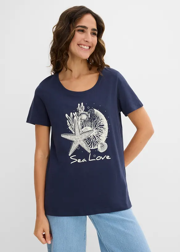 T-Shirt Sea Love in blau von vorne (im Anschnitt) - bonprix