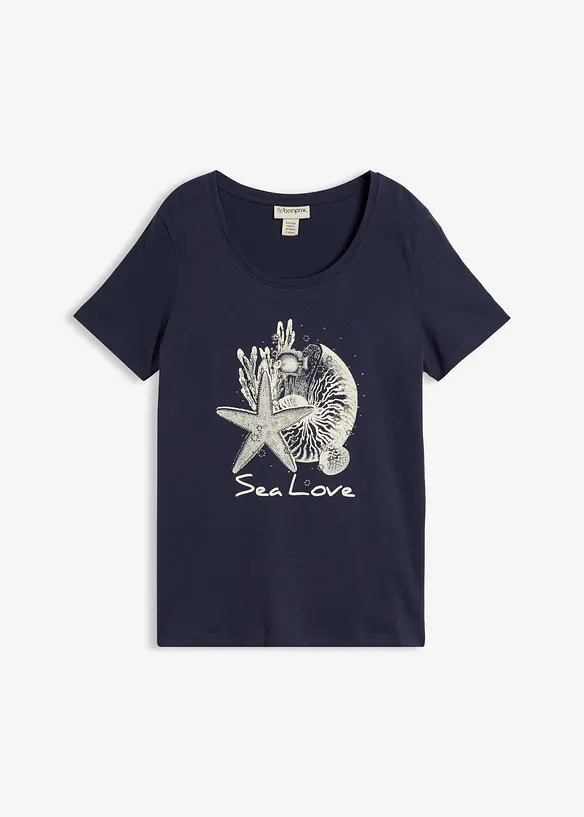 T-Shirt Sea Love in blau von vorne - bonprix