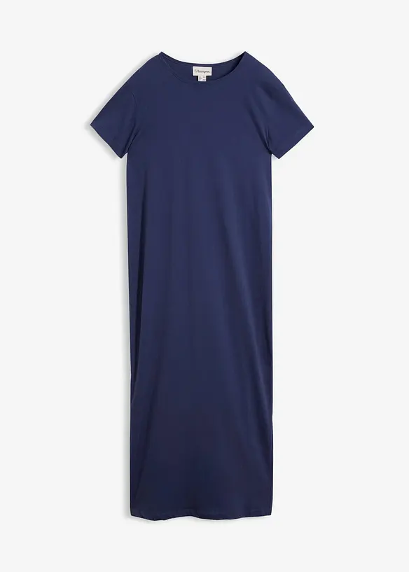 Maxikleid aus reiner Baumwolle in blau von vorne - bonprix