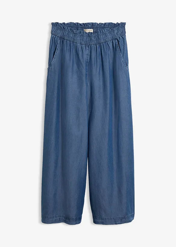 Palazzo-Hose aus weichem Lyocell in blau von vorne - bonprix