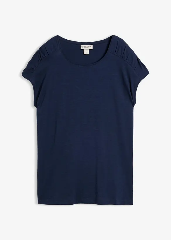 Boxy-Shirt, kurzarm in blau von vorne - bonprix