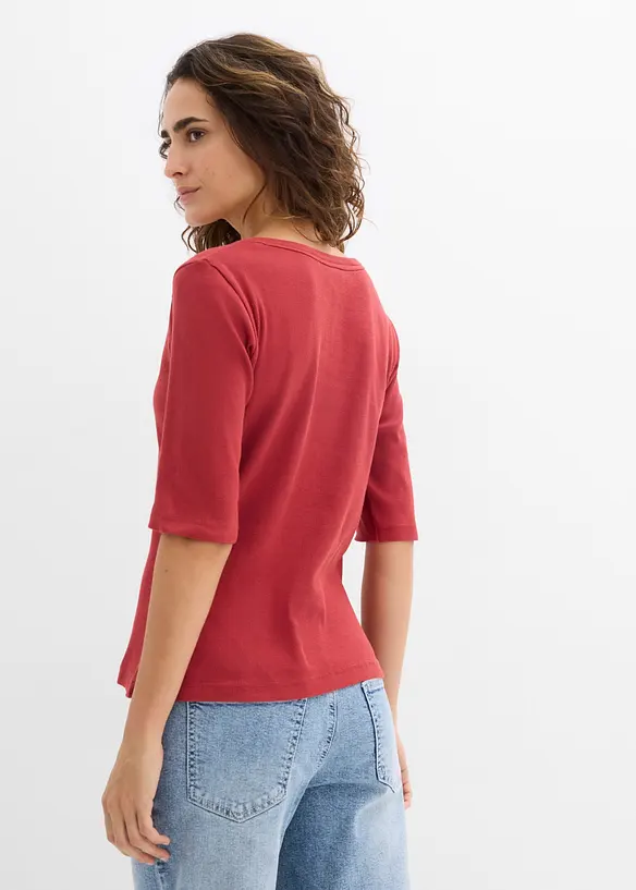 Rippshirt mit reiner Bio-Baumwolle (2er Pack) in rot von hinten (im Anschnitt) - bonprix