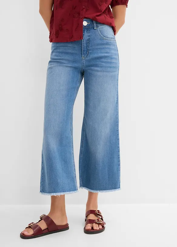 7/8-Jeans, Wide Fit in blau von vorne - bonprix
