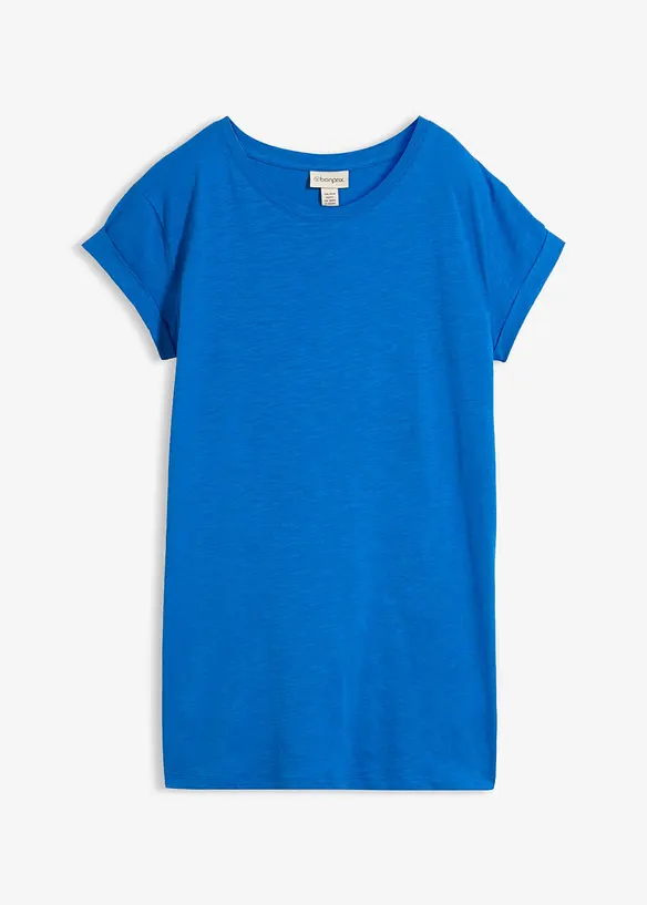 Boxy-Longshirt mit kurzen Ärmeln in blau von vorne - bonprix Boxy-Longshirt mit kurzen Ärmeln in blau von vorne - bonprix