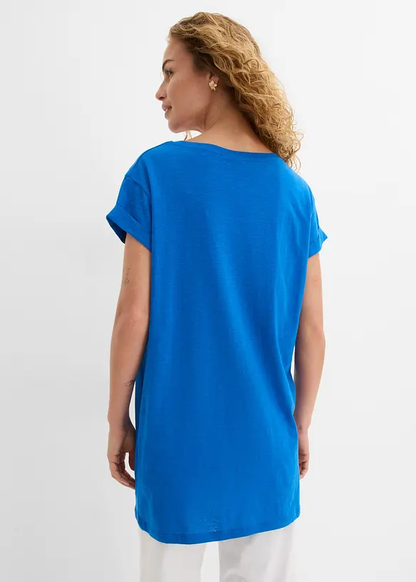 Boxy-Longshirt mit kurzen Ärmeln in blau von hinten (im Anschnitt) - bonprix Boxy-Longshirt mit kurzen Ärmeln in blau von hinten (im Anschnitt) - bonprix