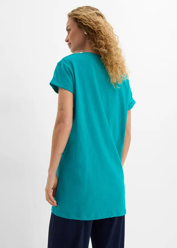 Boxy-Longshirt mit kurzen Ärmeln in grün von hinten (im Anschnitt) - bonprix Boxy-Longshirt mit kurzen Ärmeln in grün von hinten (im Anschnitt) - bonprix