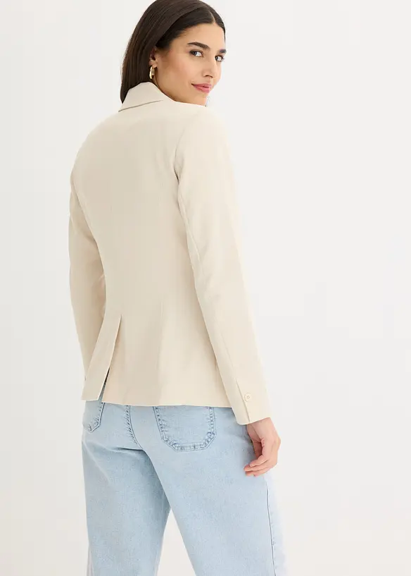 Blazer mit Knopfdetail in beige von hinten (im Anschnitt) - bonprix