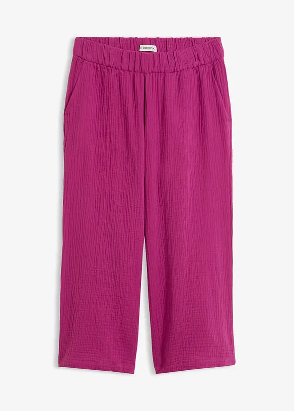Musselin-Marlenehose aus reiner Baumwolle in lila von vorne - bonprix Musselin-Marlenehose aus reiner Baumwolle in lila von vorne - bonprix