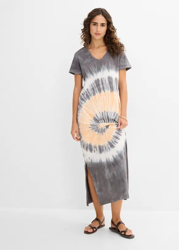 Shirtkleid aus reiner Baumwolle in grau von vorne (Totalaufnahme) - bonprix