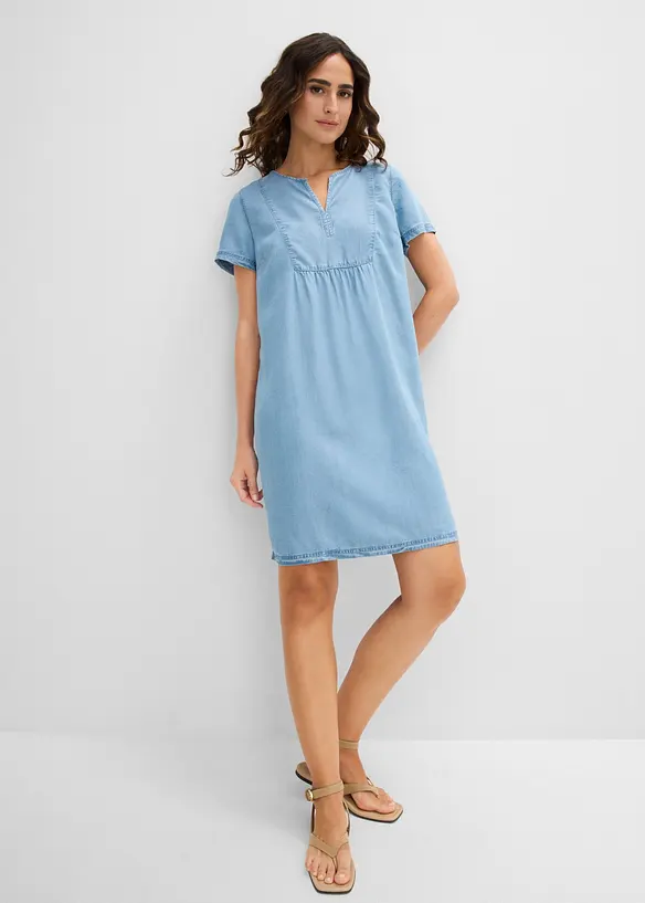 Kleid aus Lyocell in blau von vorne (Totalaufnahme) - bonprix Kleid aus Lyocell in blau von vorne (Totalaufnahme) - bonprix
