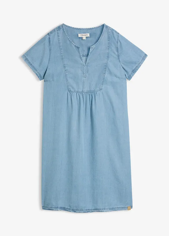 Kleid aus Lyocell in blau von vorne - bonprix Kleid aus Lyocell in blau von vorne - bonprix