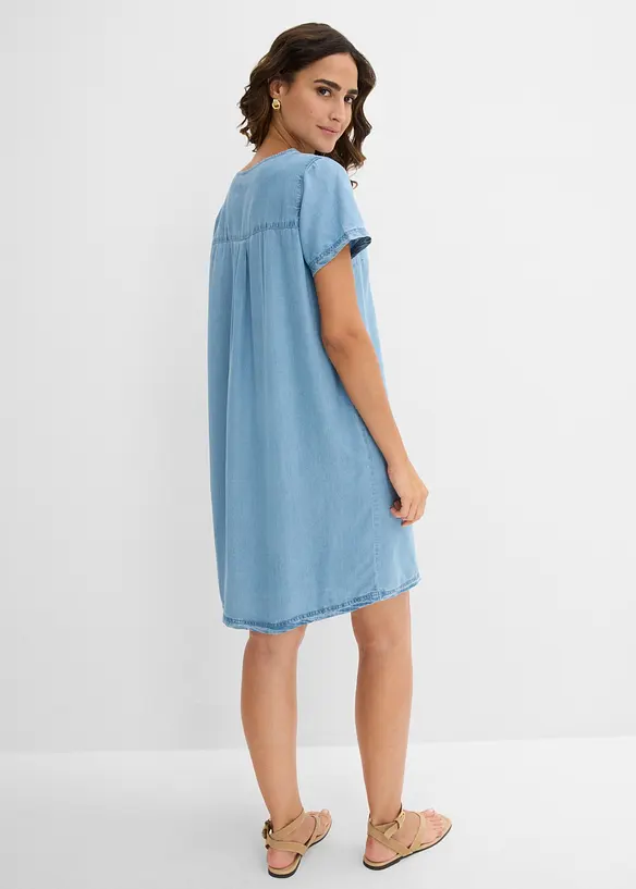 Kleid aus Lyocell in blau von hinten (Totalaufnahme) - bonprix Kleid aus Lyocell in blau von hinten (Totalaufnahme) - bonprix