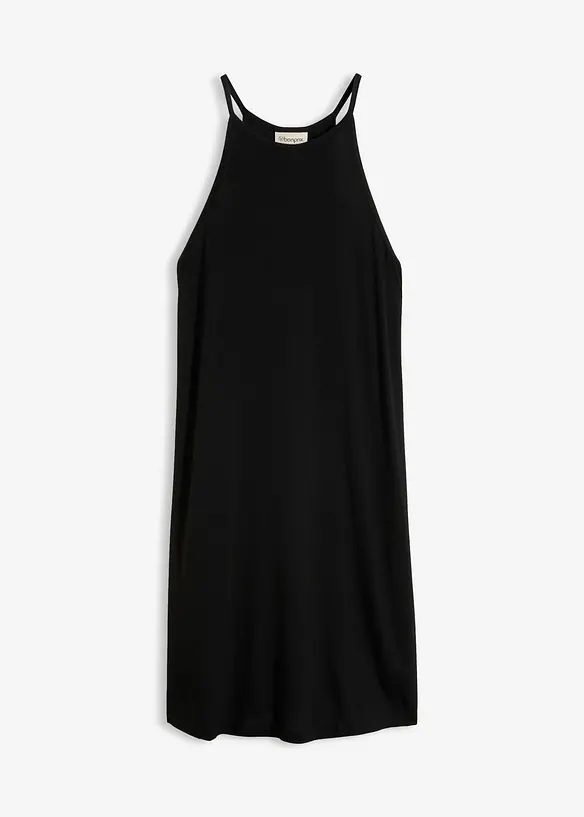 Leichtes Jerseykleid aus fließendem Lyocell-Mix in schwarz von vorne - bonprix
