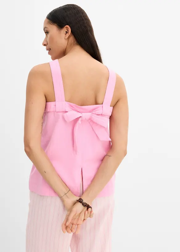 Blusentop aus softem Viskose-Mix in rosa von vorne (im Anschnitt) - bonprix
