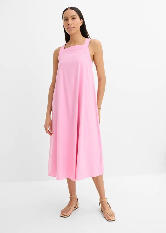 Midikleid mit Bindedetail hinten in rosa von hinten (Totalaufnahme) - bonprix
