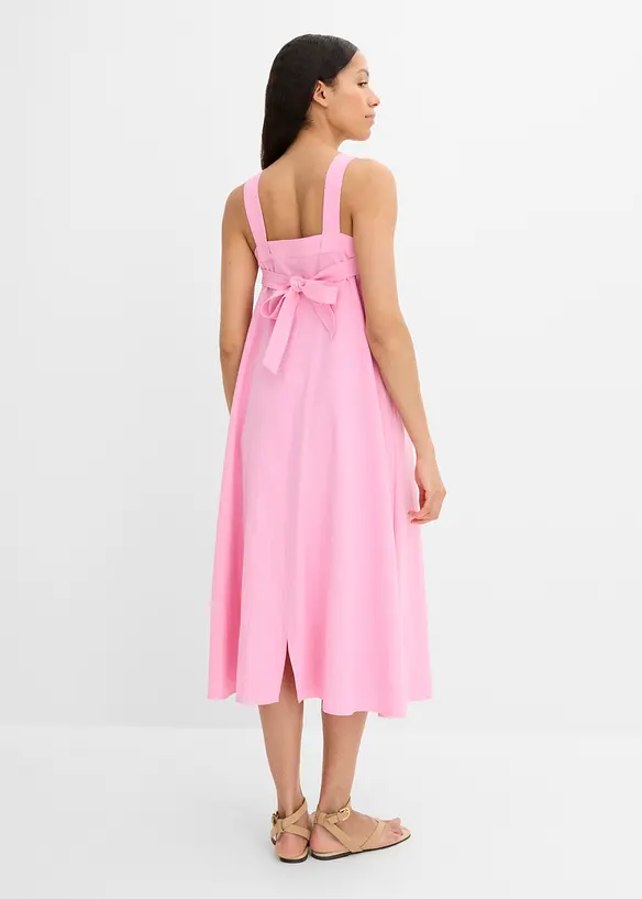 Midikleid mit Bindedetail hinten in rosa von vorne (Totalaufnahme) - bonprix