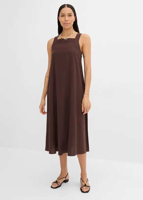 Midikleid mit Bindedetail hinten in braun von hinten (Totalaufnahme) - bonprix Midikleid mit Bindedetail hinten in braun von hinten (Totalaufnahme) - bonprix