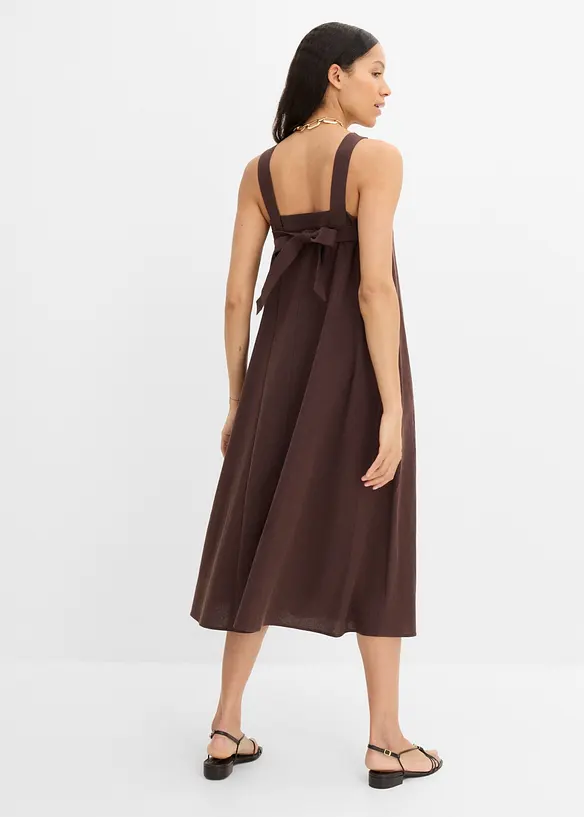 Midikleid mit Bindedetail hinten in braun von vorne (Totalaufnahme) - bonprix Midikleid mit Bindedetail hinten in braun von vorne (Totalaufnahme) - bonprix